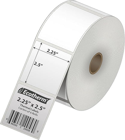 2.25" x 2" Thermal Labels | 6 Rolls | 8220 Labels | fits Zebra, Offnova Thermal - Image 2