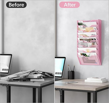 EasyPAG 8 Pocket Mesh Wall File Organizer, Hanging Paper Folder Holder - Image 5