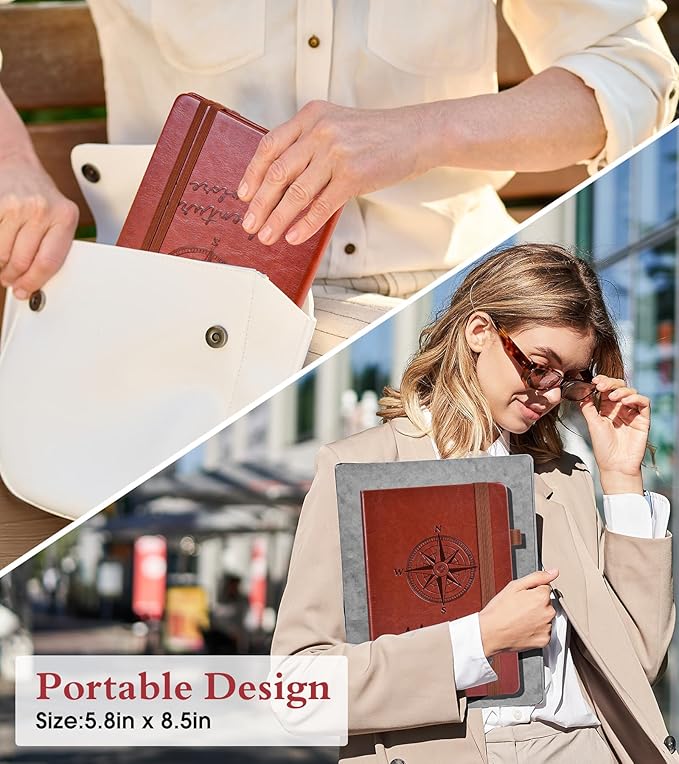 PAIBAS Lined Journal Notebook for Women Men, 160 Pages, A5 Hardcover Vintage - Image 7