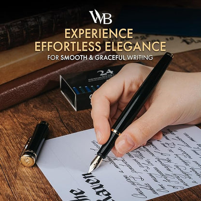 Wordsworth & Black Fountain Pen Set, 18K Gilded Broad Nib, Includes 24 Pack Ink - Image 2