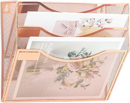 EASEPRES 3 Pocket Mesh Hanging Wall File Organizer, Wall Mounted Mail Paper - Image 3
