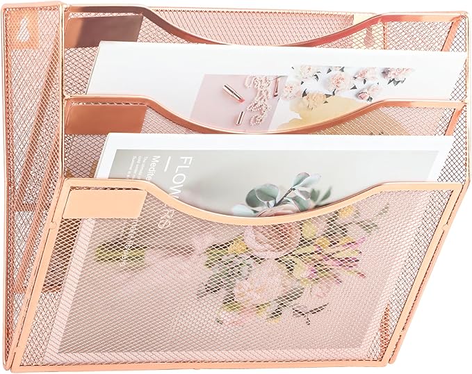 EASEPRES 3 Pocket Mesh Hanging Wall File Organizer, Wall Mounted Mail Paper - Image 5