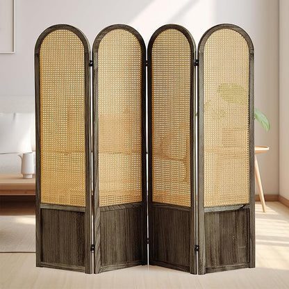 Asnefeli 4 Panel Room Divider Wall, Folding Privacy Screen, Foldable Wood - Image 4