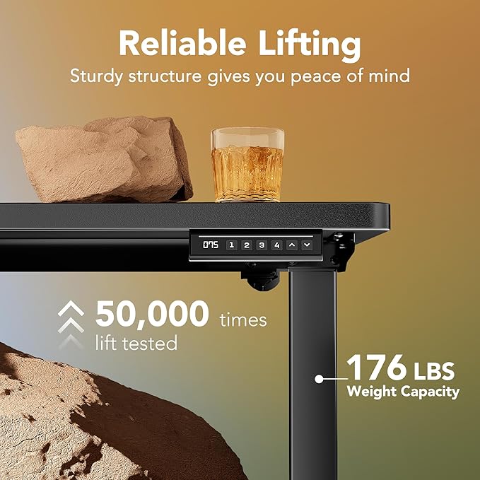 HUANUO 48" x 24" Electric Standing Desk Adjustable Height, 4 Memory Height - Image 6