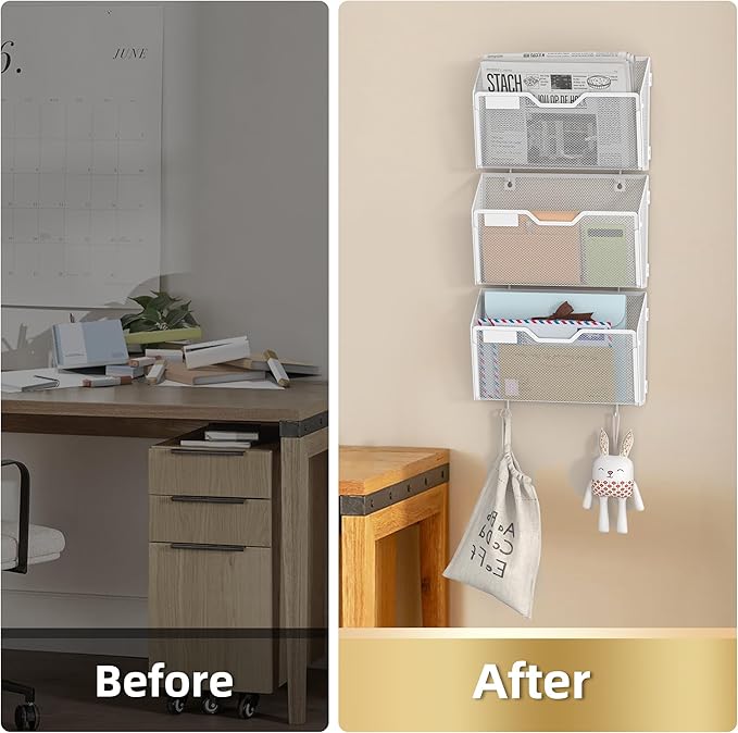 Docnest 6 Pack Hanging Wall File Holders, Mesh Wall Letter File Holder - Image 3