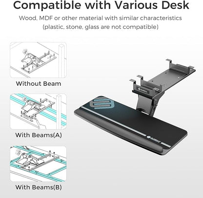 EUREKA ERGONOMIC Keyboard Tray Height Adjustable, Swivel Tilt Computer Keyboard - Image 7