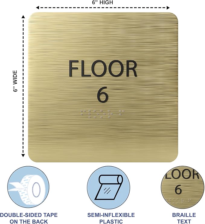 Clean Grey ADA Floor 6 Sign - Image 3