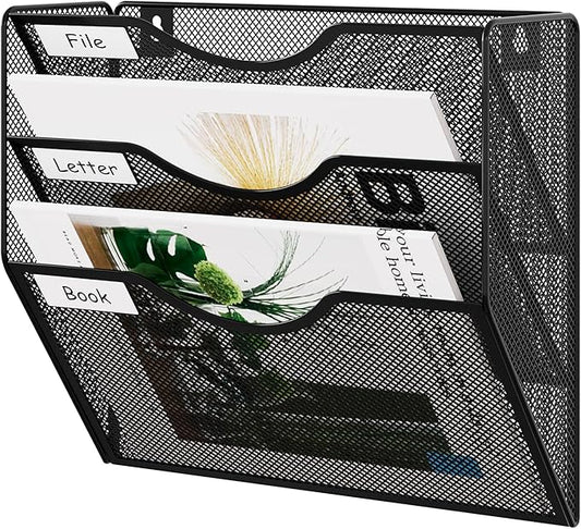 EasyPAG 3 Pocket Mesh Wall File Organizer, Hanging Paper Folder Holder by EasyPAG