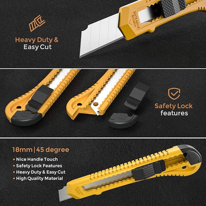 Nicpro 10 Pack Utility Knife Set, Retractable Box Cutters - Image 3