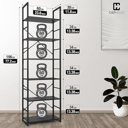 CAPHAUS 6 Tier Bookshelf, 24 Inch Width Free Standing Shelf, Bookcase Shelf - Image 3