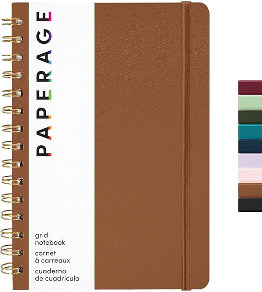 PAPERAGE Graph Paper Spiral Notebook & Journal, 160 Pages, Medium 5.5 inches x by PAPERAGE