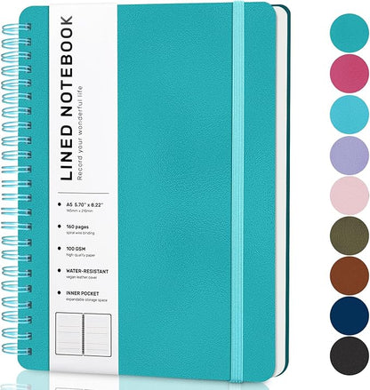 Turquoise Lined Spiral Journal Notebook by ABERLLS