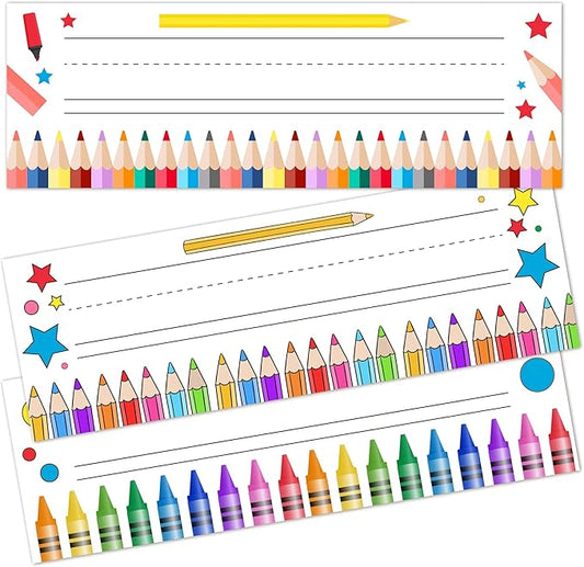 Name Tags for Classroom Cubbies, 30 Colorful Name Plates for Desks, Back to by Cazhes