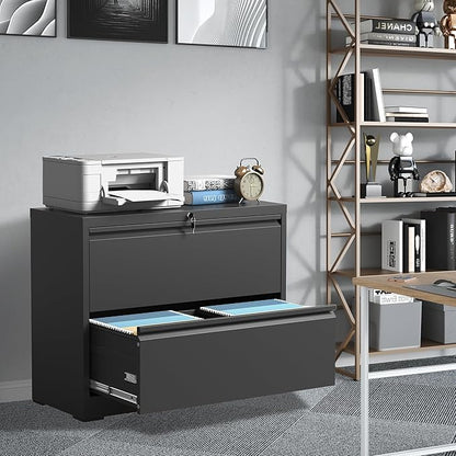 FLIXELIO File Cabinets 2 Drawer, Metal Office Storage Filing Cabinet - Image 2