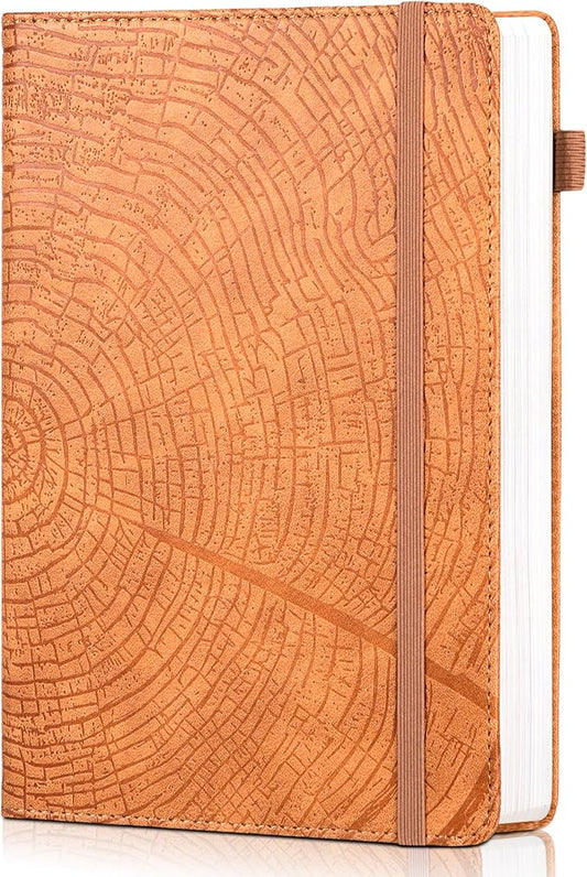 CAGIE Lined Journal for Men Women, Tree Growth Ring Leather Bound Journal by CAGIE