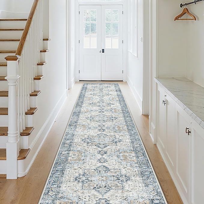 GENIMO Runner Rug 2'6''x8, Non Slip Vintage Hallway Runner Rugs, Low Pile - Image 10