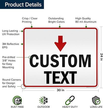 Custom Arrow Directional Sign, Down Arrow, 24x30 Inches, 3M EGP Reflective - Image 6