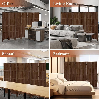 Leesinwing Wood Room Divider 6 Panel Folding Privacy Screen, Classic 5.6Ft - Image 9