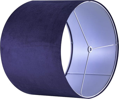 GO&SO Dark Blue Velvet Drum Lamp Shade Set of 2 Medium 13" Top x 13" Bottom x - Image 5