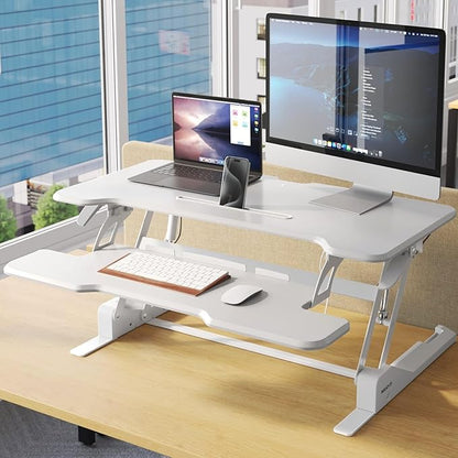 Mount-It! Standing Desk Converter White 38” Wide Height Adjustable Stand Up - Image 7