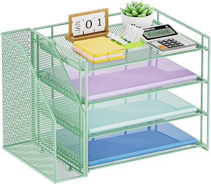 Marbrasse Desk Organizer and Accessories，4-Tier Paper Letter Tray Organizer - Image 8