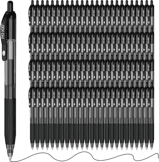 ParKoo Black Gel Pens, 100 Pack Quick Dry Retractable Medium Point 0.7mm by Parkoo