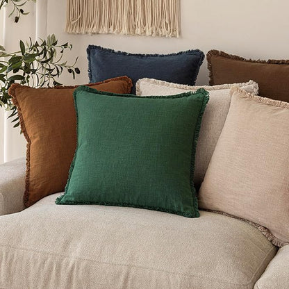 Foindtower Set of 2 Decorative Linen Fringe Lumbar Throw Pillow Covers Boho - Image 7