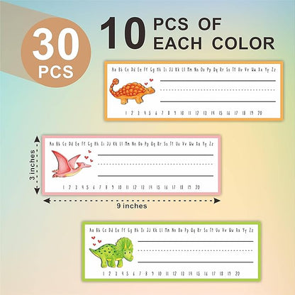 30 Name Tags Labels -Dinosaur Love Theme Self Adhesive Name Plates, Desk Label - Image 2