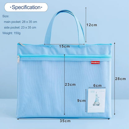 Pendancy Mesh Zipper Pouch 11x13.7 in, Large Double Pocket Waterproof File Bag - Image 3