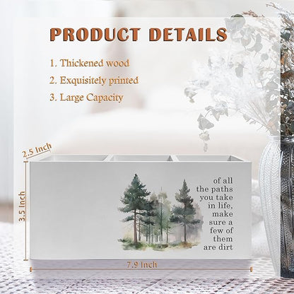 Exqcom Watercolor Forest Inspirational Pen Pencil Holder, Motivational Desk - Image 6