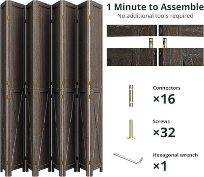 Cozy Castle Wood Room Divider, 8 Panels Folding Privacy Screen, 66.9'' Wall - Image 3