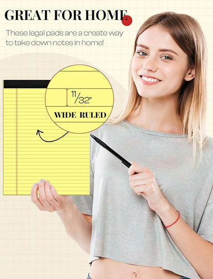 Aidunmis 8 Pack Yellow Legal Pads 8.5 x 11 Wide Ruled Note Pads 8.5x11 Lined - Image 3