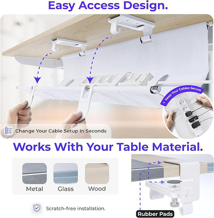 Ascrono Original No Drill Under Desk Cable Management Tray 40.6" - Image 3