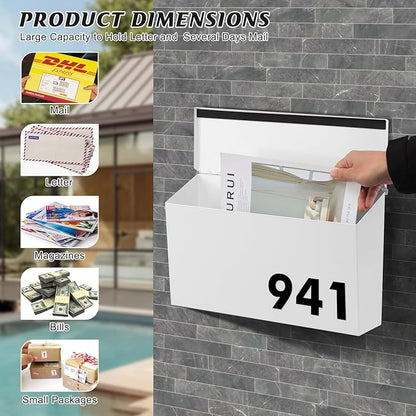KYODOLED Wall-Mount Mailbox, Large Capacity Mail Box, Galvanized Steel - Image 3