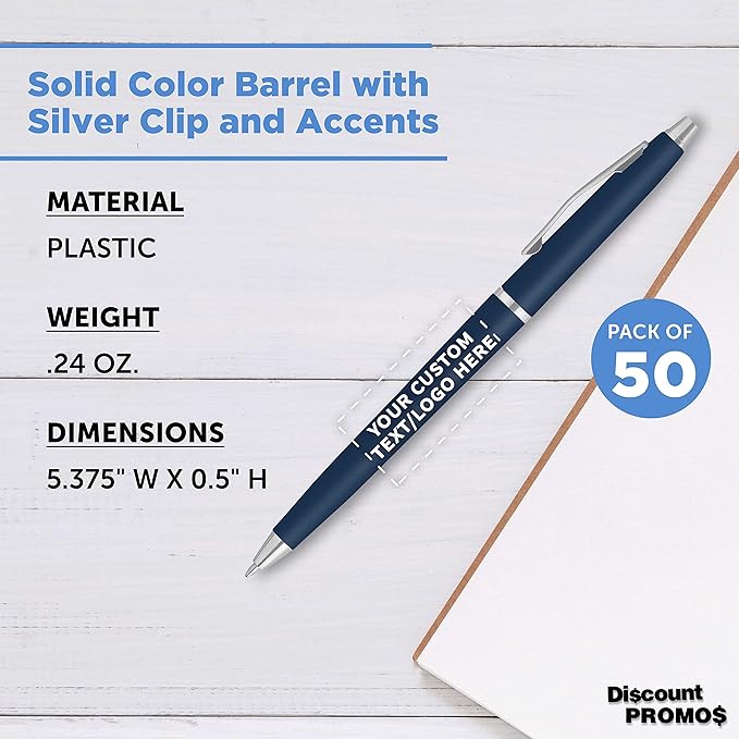 DISCOUNT PROMOS Custom Langham Ballpoint Pens Set of 50, Personalized Bulk Pack - Image 4