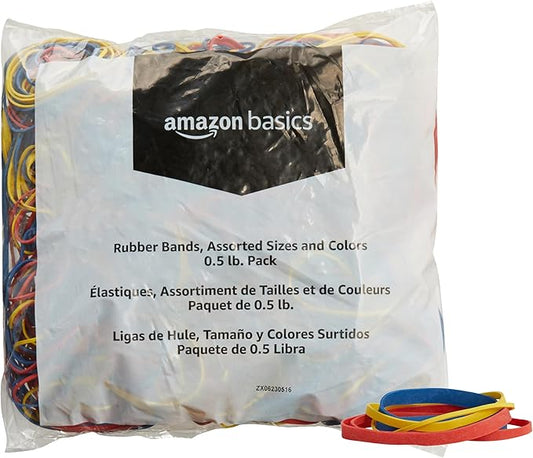 Amazon Basics Assorted Size and Color Rubber Bands, 0.5 lb. by AmazonBasics