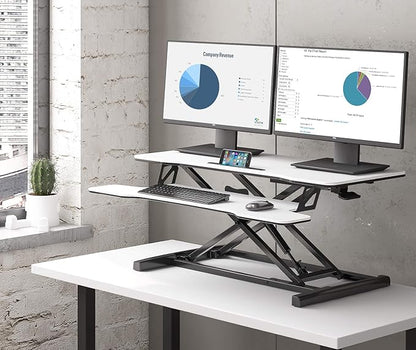 FITUEYES Height Adjustable Standing Desk 36” Wide Sit to Stand Converter Stand - Image 6