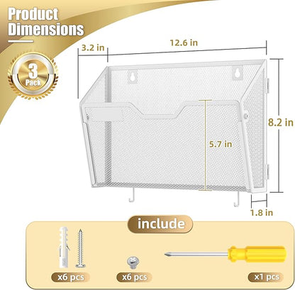 Docnest 3 Pack Hanging Wall File Holders, Mesh Wall Letter File Holder - Image 2