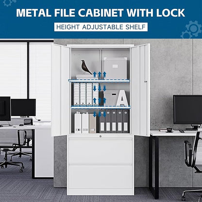 PEUKC 2-Drawer Metal File Cabinet, Lateral Vertical Filing Cabinets - Image 8
