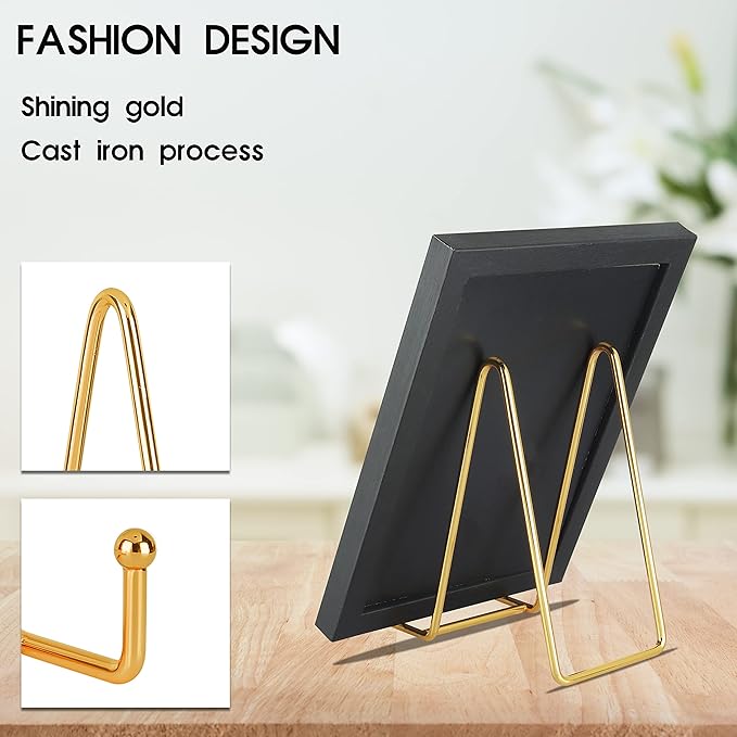 Decolore 6 Inch 5 Pack Gold Metal Display Stands Plate Stand Display Stands - Image 6