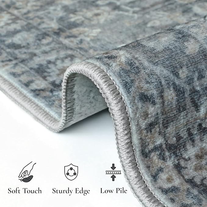 GENIMO Runner Rug 2'6''x8 Non Slip Machine Washable Vintage Hallway Runner Rug - Image 7