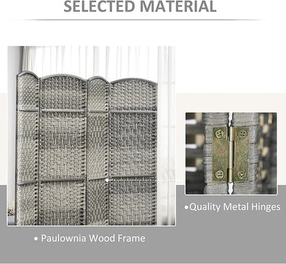 HOMCOM 6 Panel Room Divider, Hand-Woven Freestanding Wall Partition - Image 5