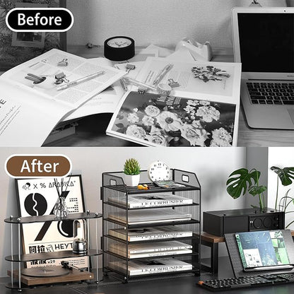 6 Tier Desk Organizer, Heavy-Duty Thick Metal Letter Tray Organizer, Large - Image 6