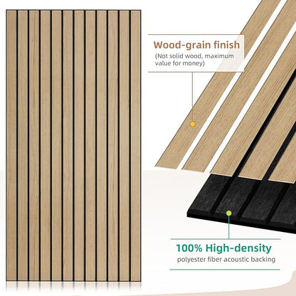 AUTORIFIC Wood Veneer Sound Panels, 10 Pack 47.2”x23.6” Wall Panels, Decorative - Image 3