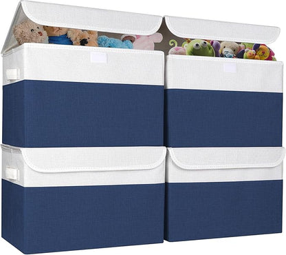 Bagnizer Large 22 Quart Linen Fabric Foldable Storage Bin Cube Organizer Basket by Bagnizer