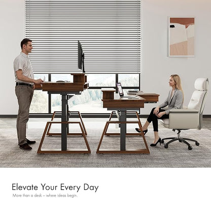 EUREKA ERGONOMIC L Shaped Desk 63", Solid Walnut Wood Top, Executive Standing - Image 4