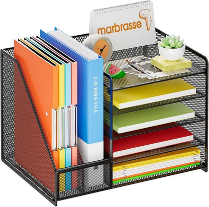 Marbrasse Desk Organizer with File Holder, 5-Tier Paper Letter Tray Organizer - Image 2
