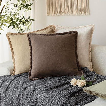Foindtower Set of 2 Decorative Linen Fringe Lumbar Throw Pillow Covers - Image 5