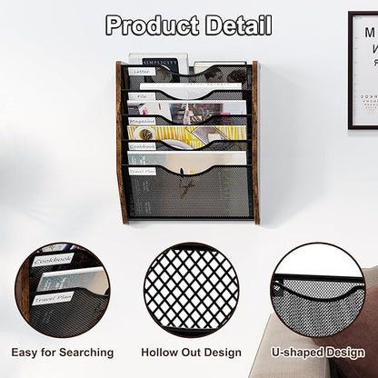 PAG-Mass Wall File Organizer, 5 Tier Mesh Mail Organizer Wall Mounted, Hanging - Image 6