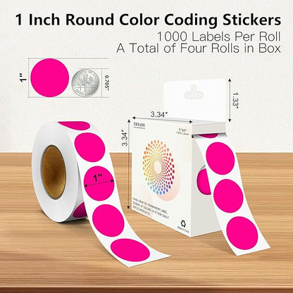 Fluorescent Pink 1 Inch Round Color Coding Labels - Image 2